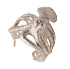 OCTOPUS Italian Sculptural Massive Cuff Bracelet In Solid .925 Sterling Silver