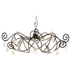 Octopus Lamp, Hand Forged Early Nineties, Glass Curls by Maroeska Metz