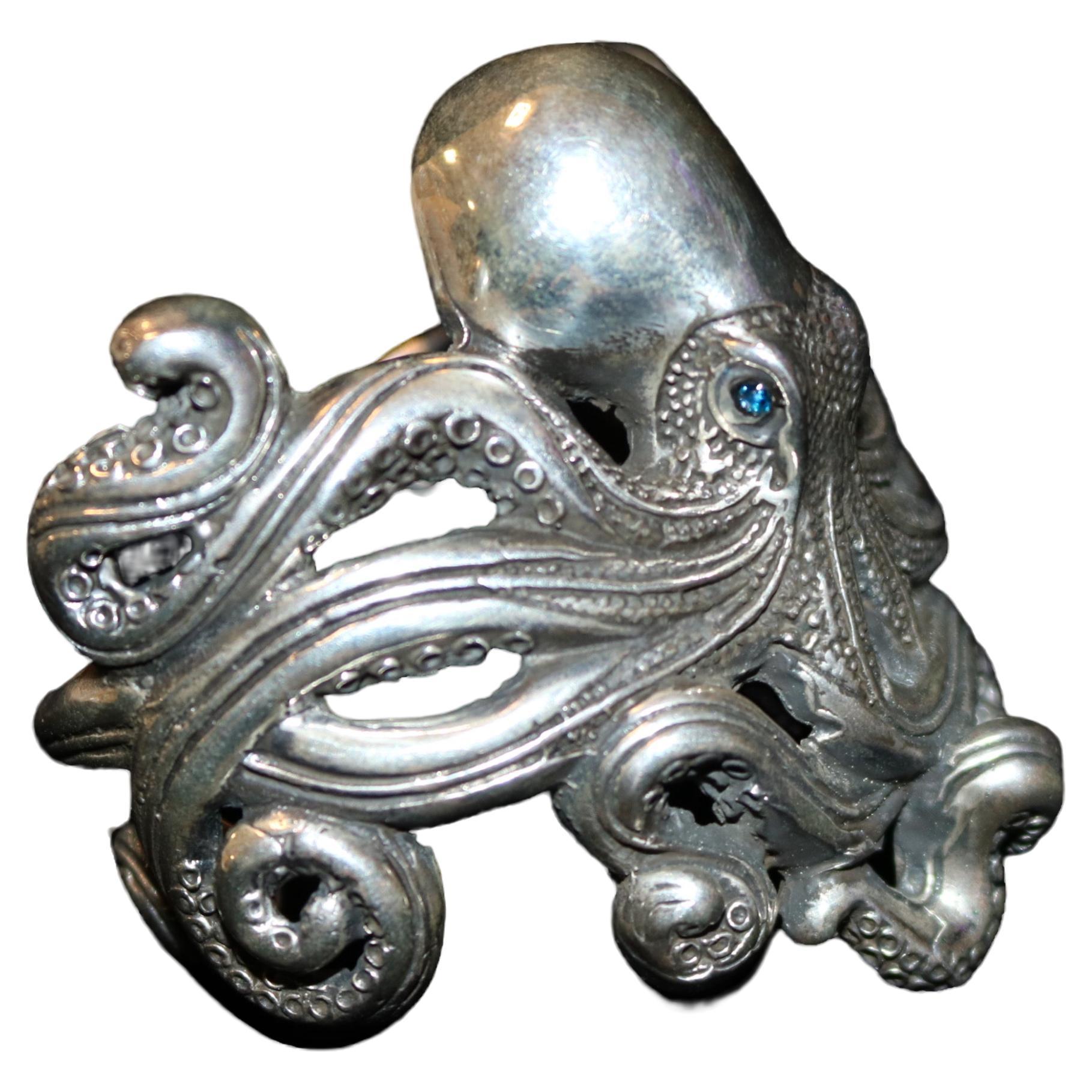 Octopus Massive Cuff Bracelet in Solid 925 Sterling
