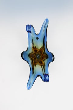 Octopus Murano Bowl Organic Blue Orange 20th Century Italy