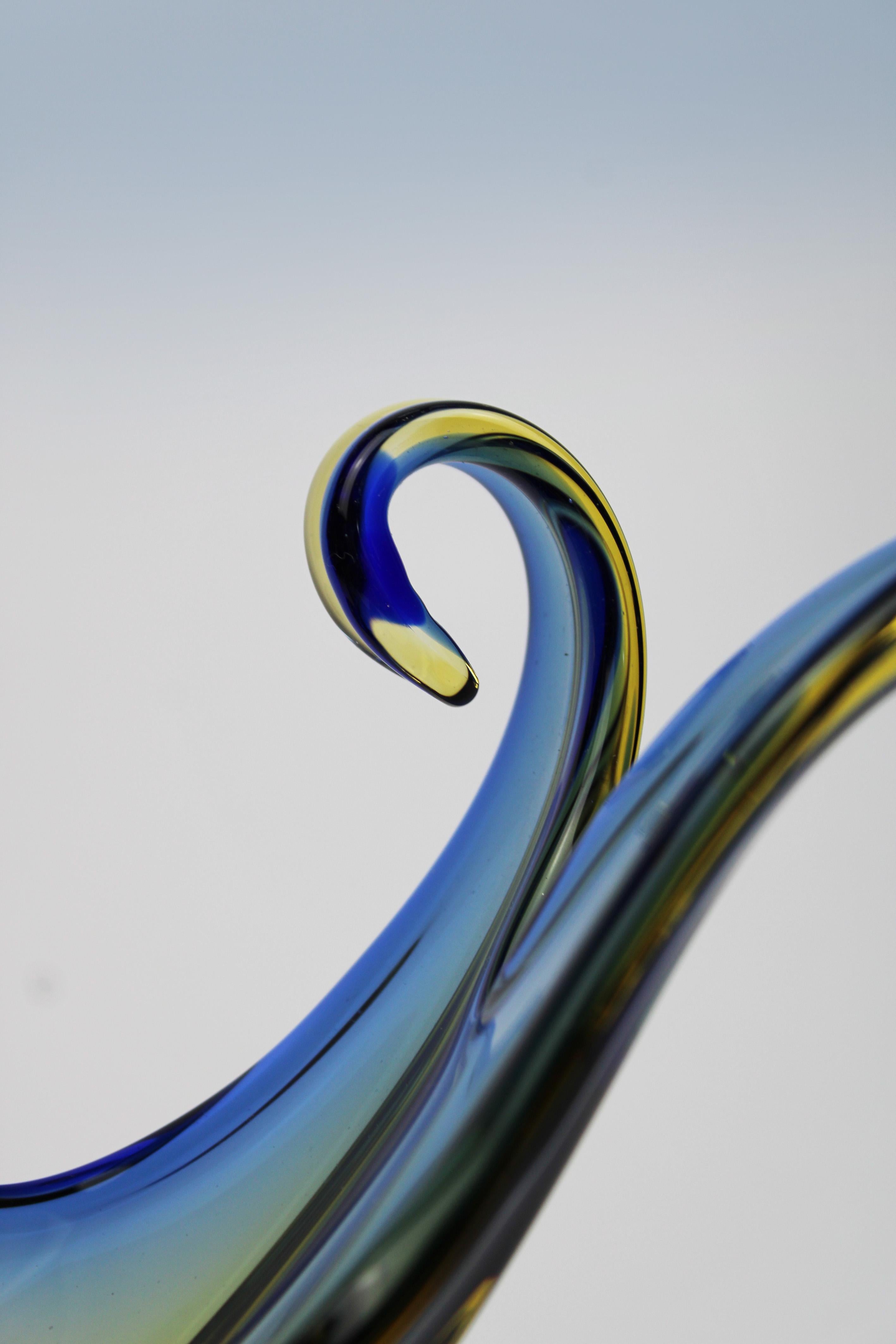 Octopus Murano Bowl Organic Blue Orange 20th Century Italy For Sale 1