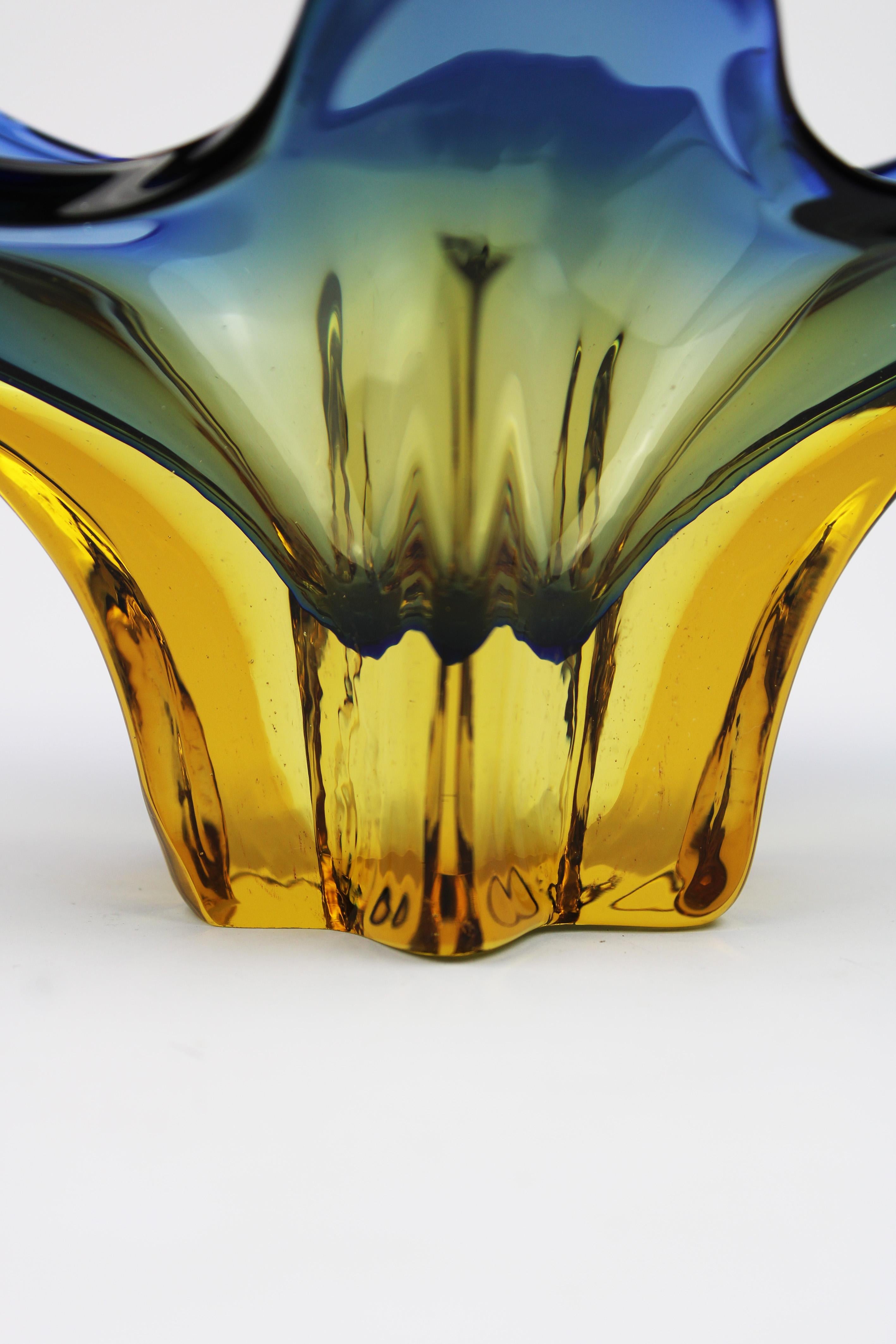 Octopus Murano Bowl Organic Blue Orange 20th Century Italy For Sale 2