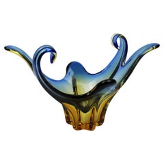 Bol de Murano bleu organique orange, 20ème siècle, Italie