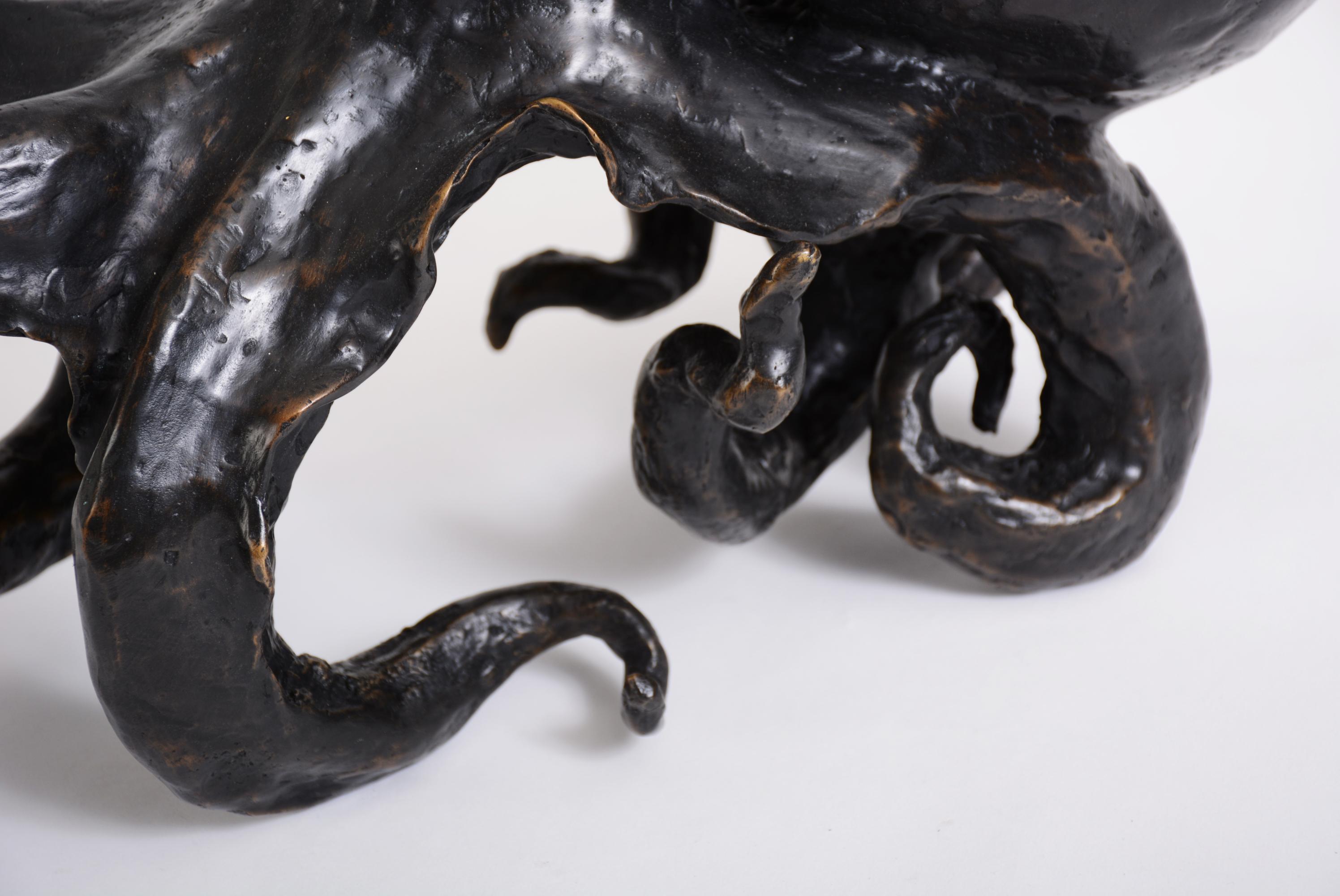 European Octopus Sculpture in Cast Bronze by Elan Atelier 'Preorder' For Sale