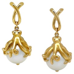 Boucles d'oreilles pieuvre en perles de mer du Sud