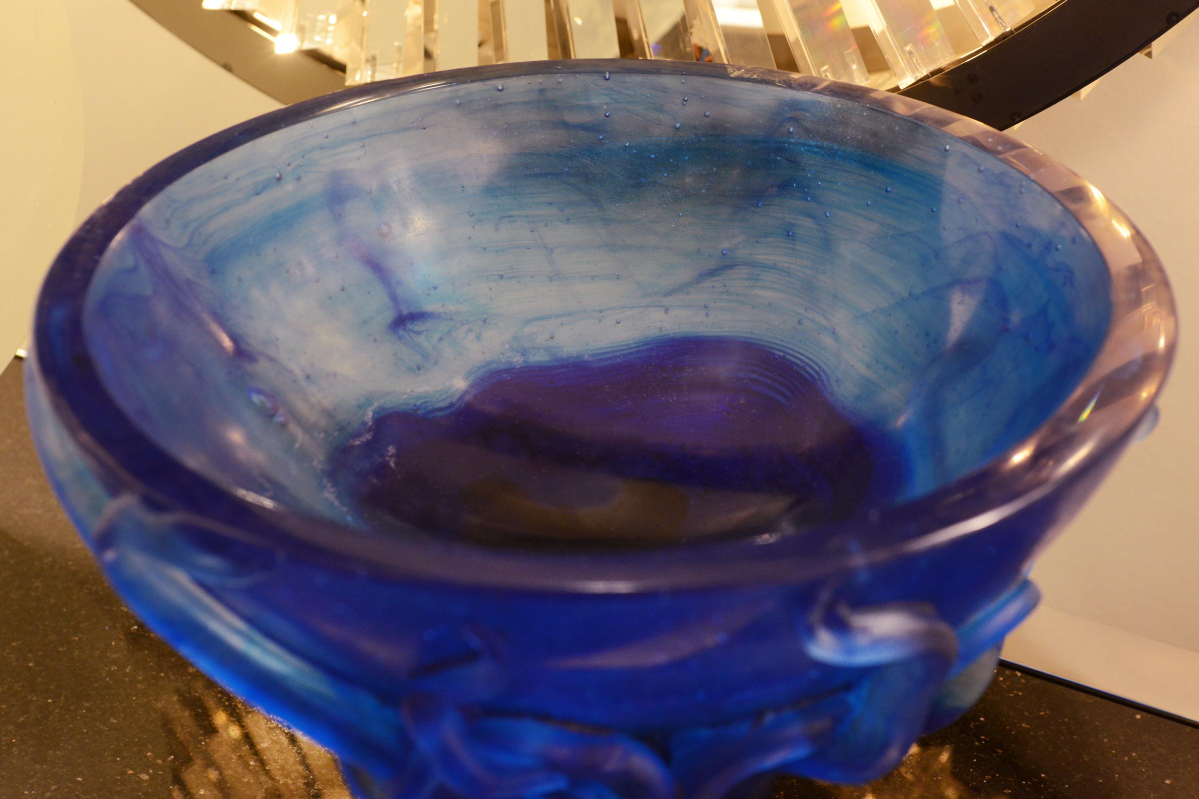 Octopus Vase in Blue Pure Glass Paste For Sale 1