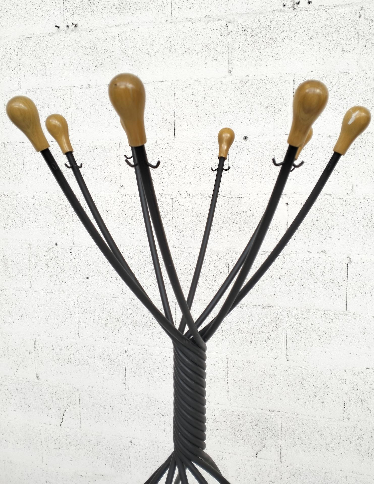 Mid-Century Modern Octopus wooden and metal coat rack by De Pas, D’Urbino, Lomazzi for Zanotta  90s For Sale