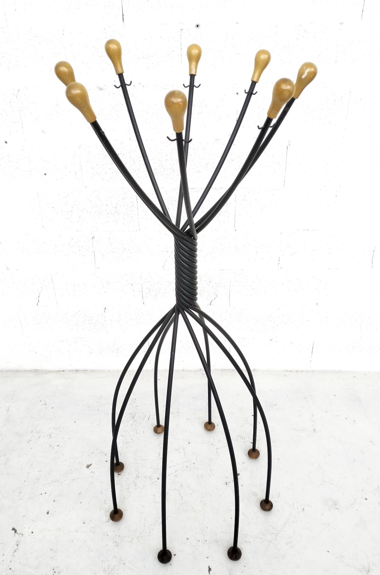 Octopus wooden and metal coat rack by De Pas, D’Urbino, Lomazzi for Zanotta  90s For Sale 1