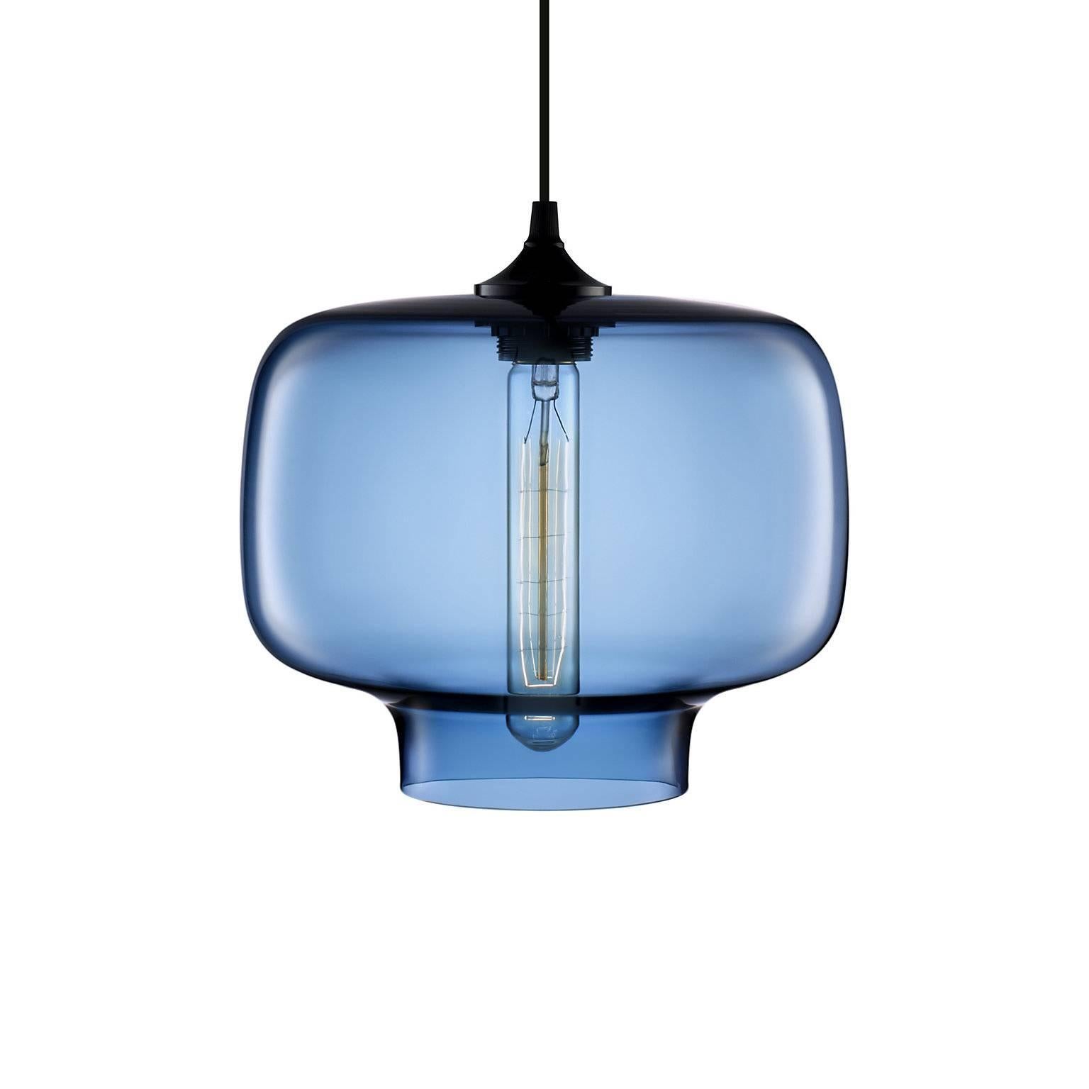 American Oculo Amber Handblown Modern Glass Pendant Light, Made in the USA For Sale
