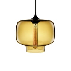 Oculo Amber Handblown Modern Glass Pendant Light, Made in the USA