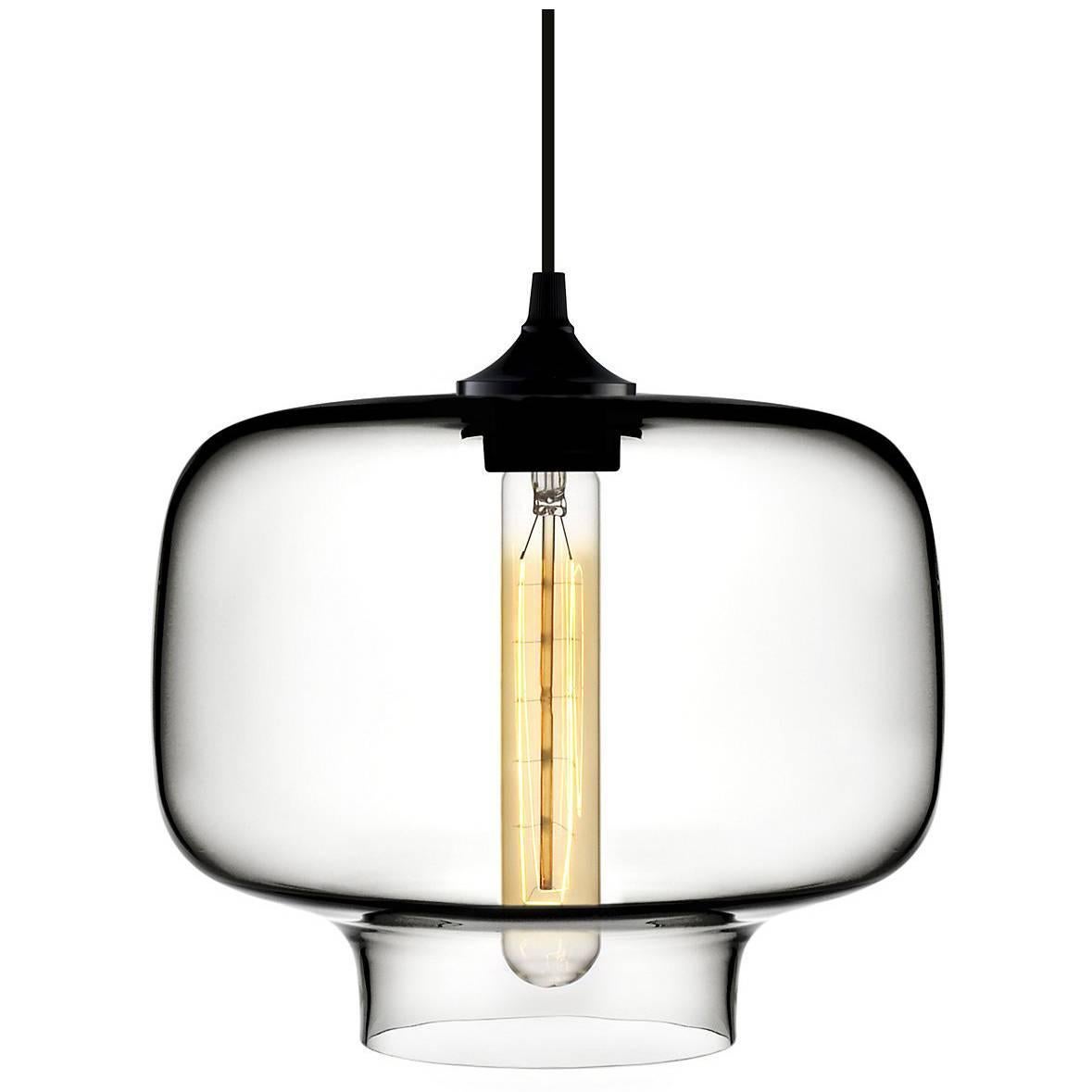 Lampe à suspension moderne en verre soufflé à la main en cristal Oculo, fabriquée aux États-Unis