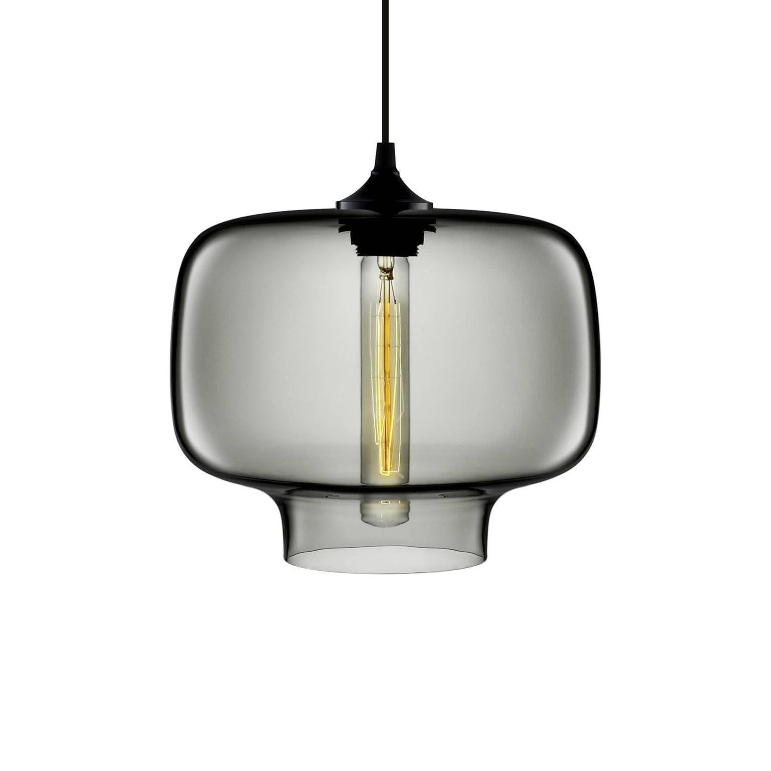 American Oculo Plum Handblown Modern Glass Pendant Light, Made in the USA For Sale