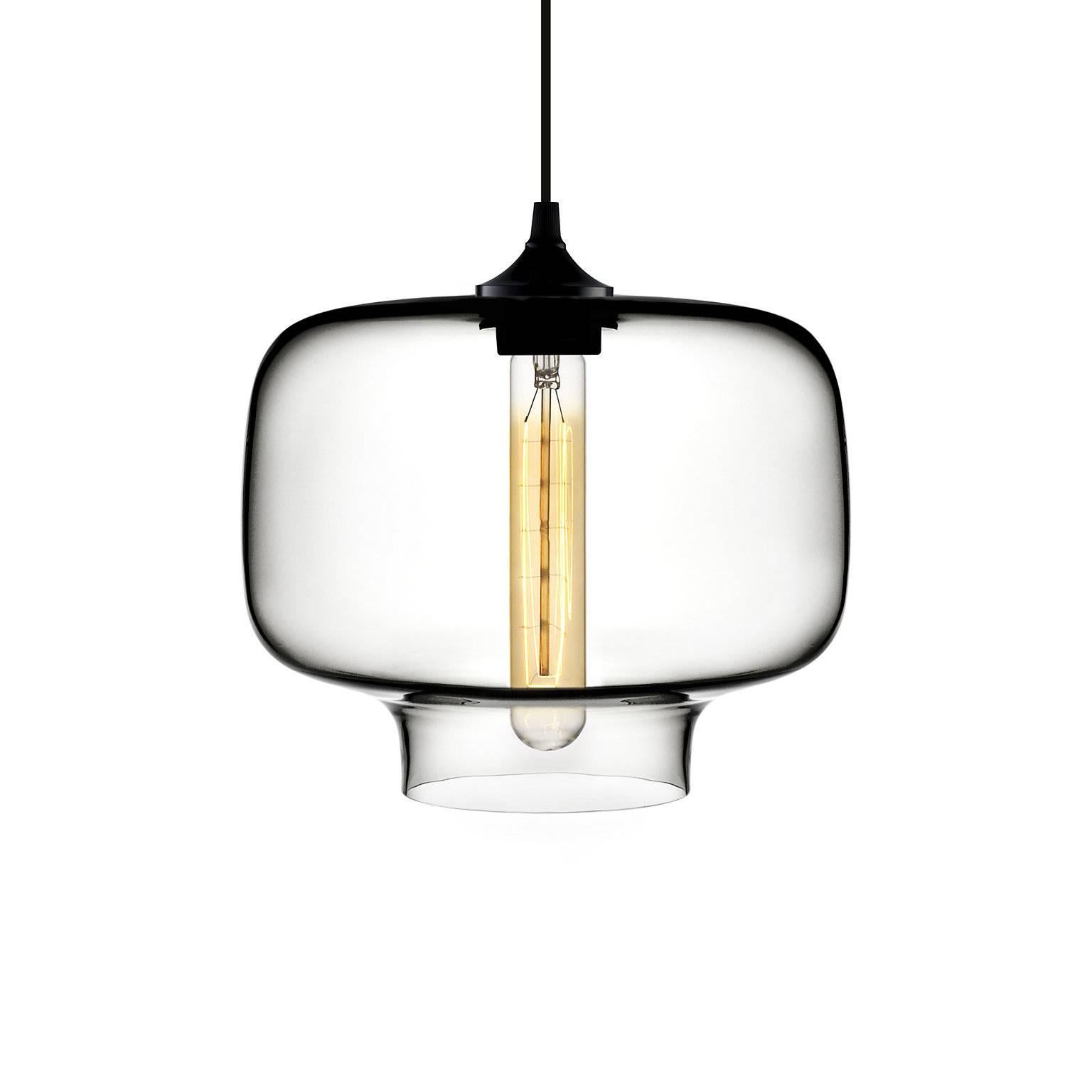 Contemporary Oculo Plum Handblown Modern Glass Pendant Light, Made in the USA For Sale
