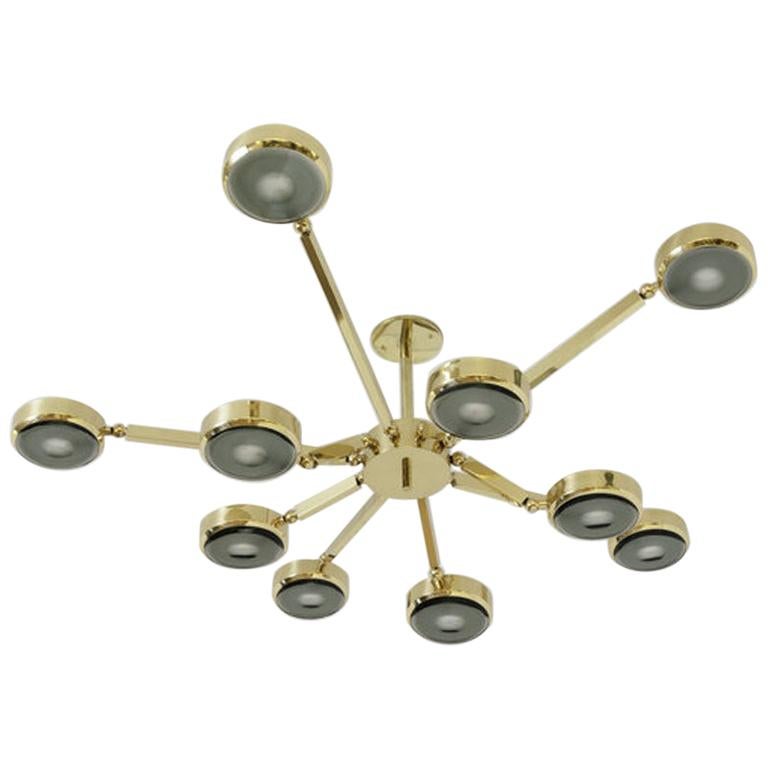 Yellow (POLISHED BRASS) Oculus Articulating Ceiling Light by form A, Carved Glass Version