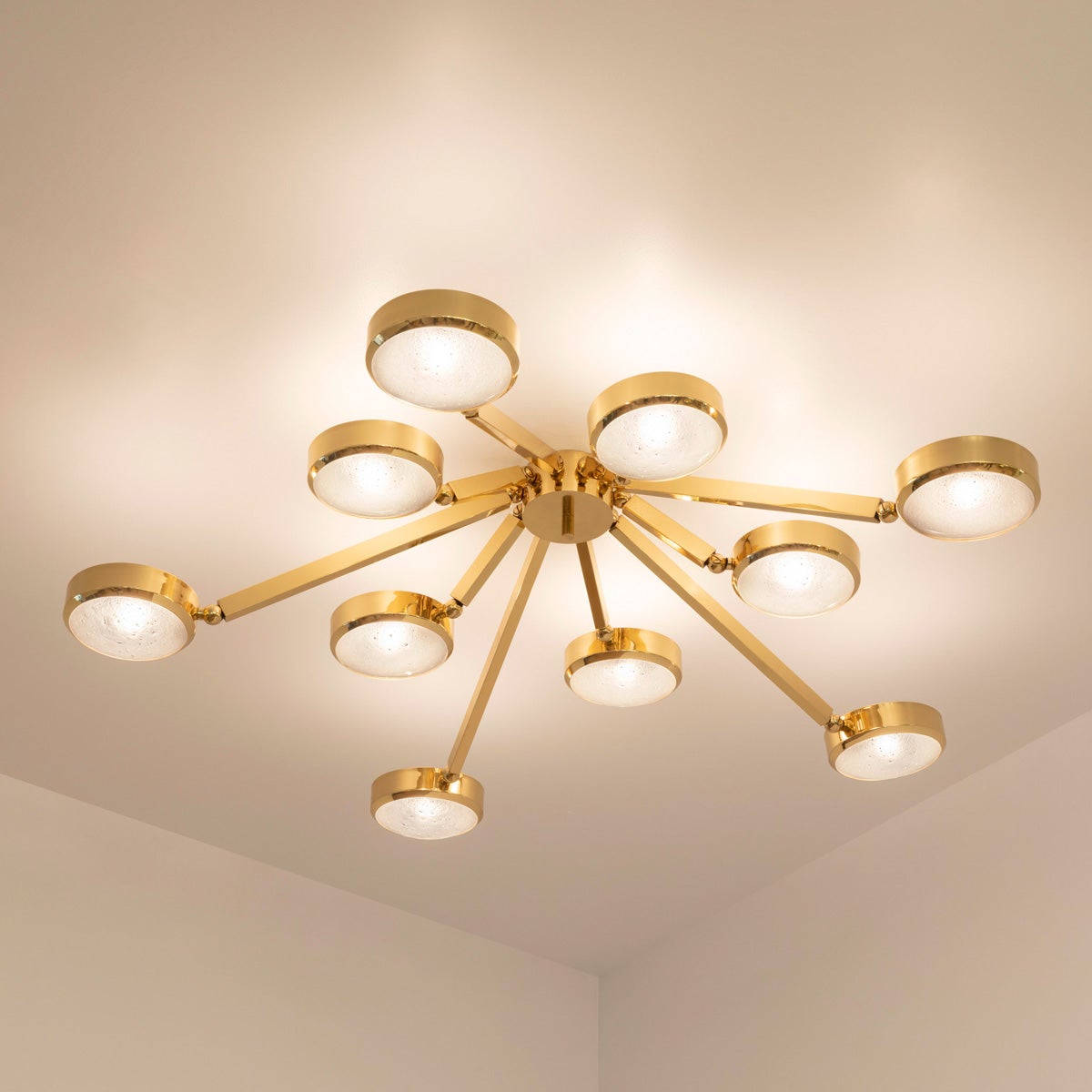 Oculus Ceiling Light by Gaspare Asaro-Murano Glass and Polished Brass Finish For Sale