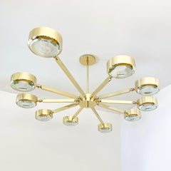 Oculus Oval Ceiling Light by Gaspare Asaro- Polished Brass with Carved Glass