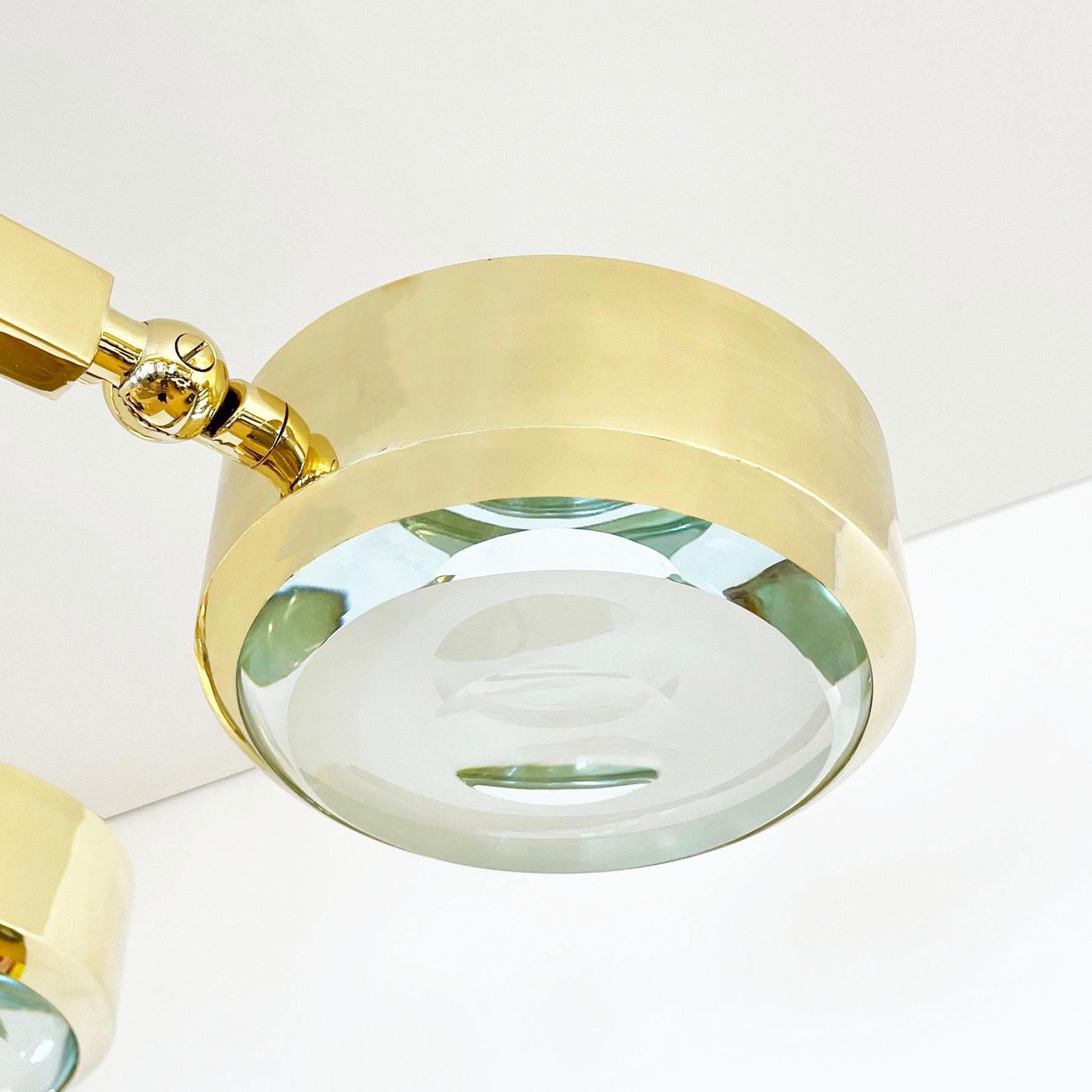 Oculus Oval Ceiling Light by Gaspare Asaro- Polished Brass with Carved Glass For Sale 4