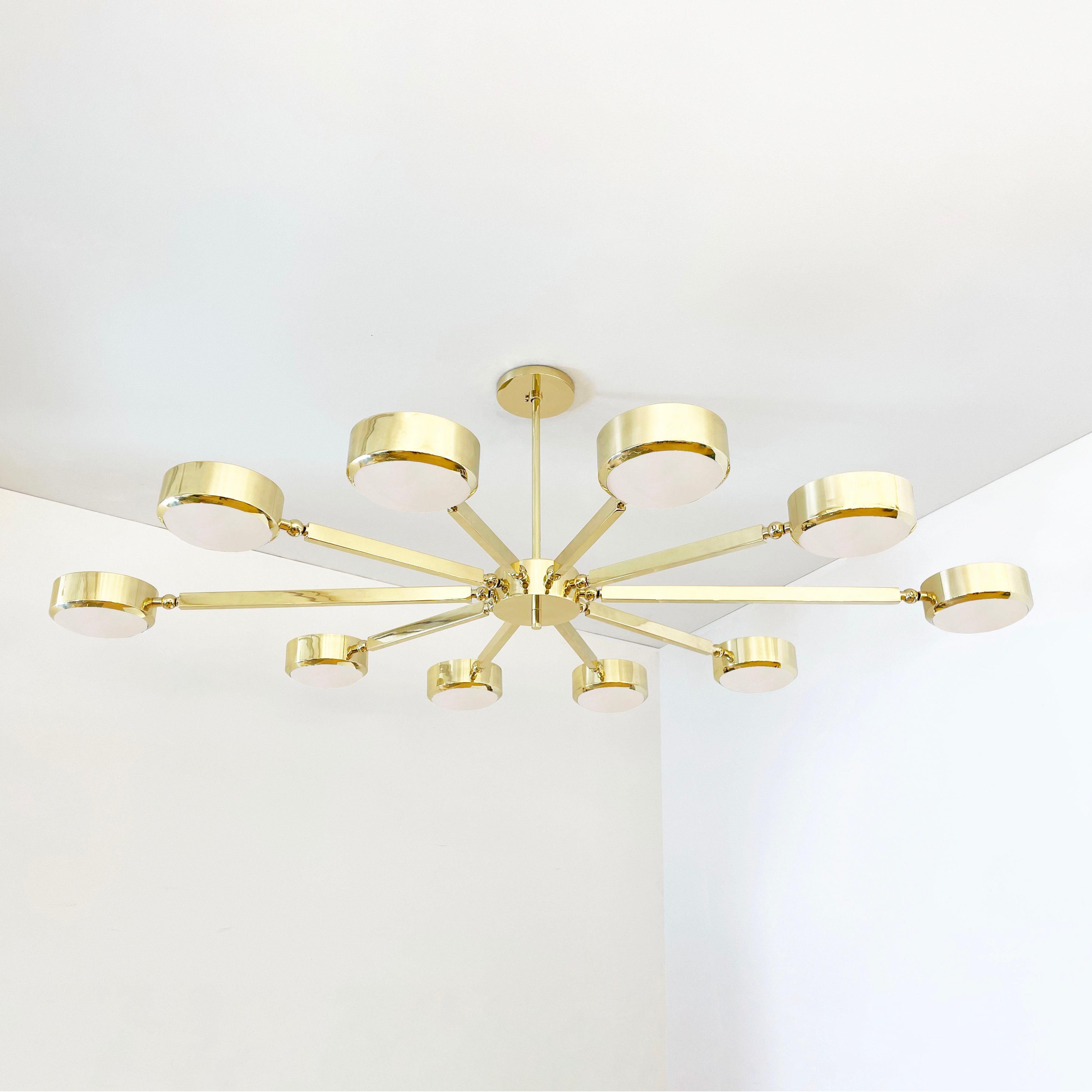 Modern Oculus Oval Ceiling Light by Gaspare Asaro- Polished Brass with Murano Glass For Sale