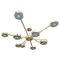 Oculus Articulating Ceiling Light- Polished Brass Finish and Carved Glass