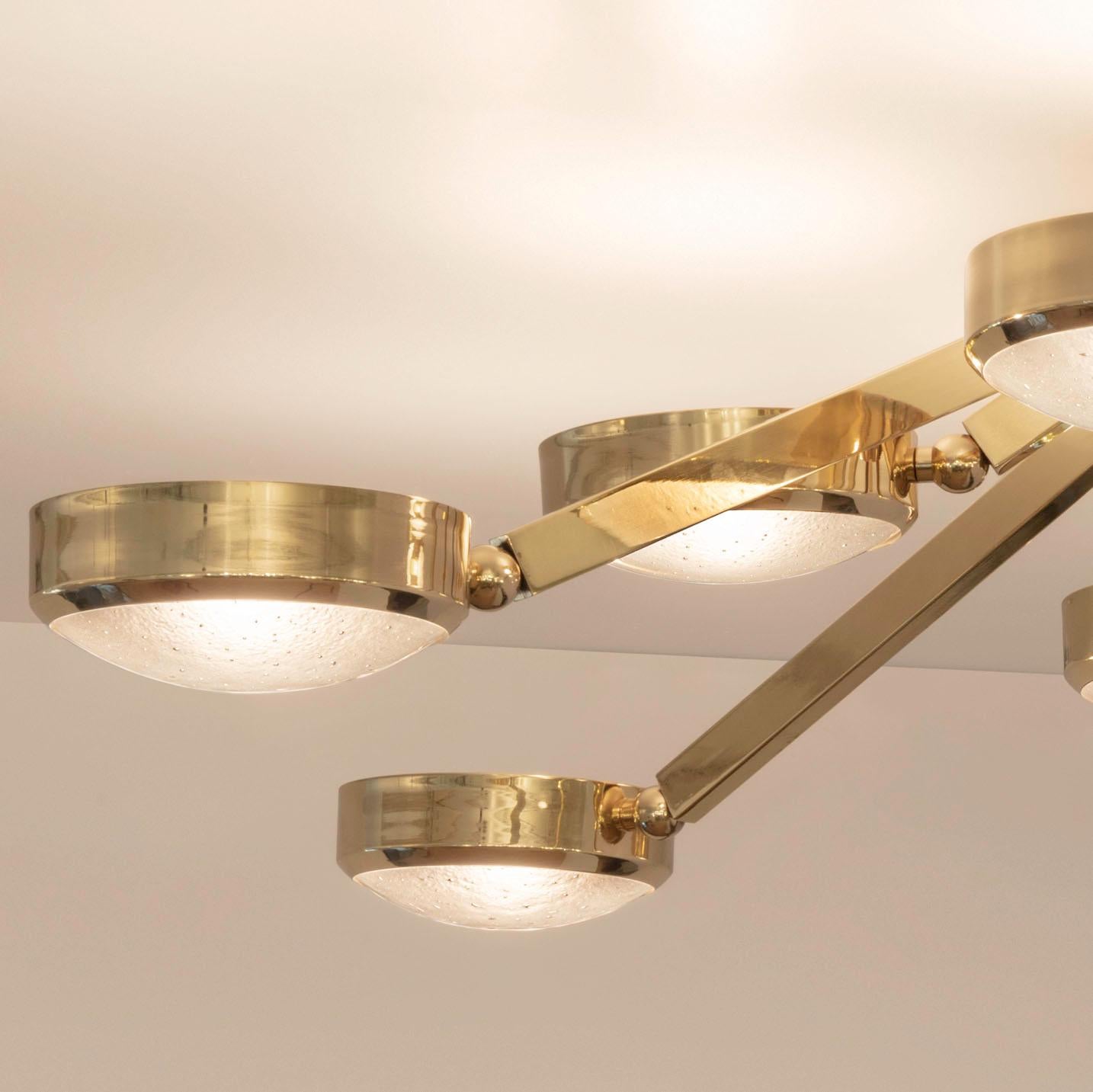 Contemporary Oculus Ceiling Light by Gaspare Asaro-Murano Glass and Polished Brass Finish For Sale