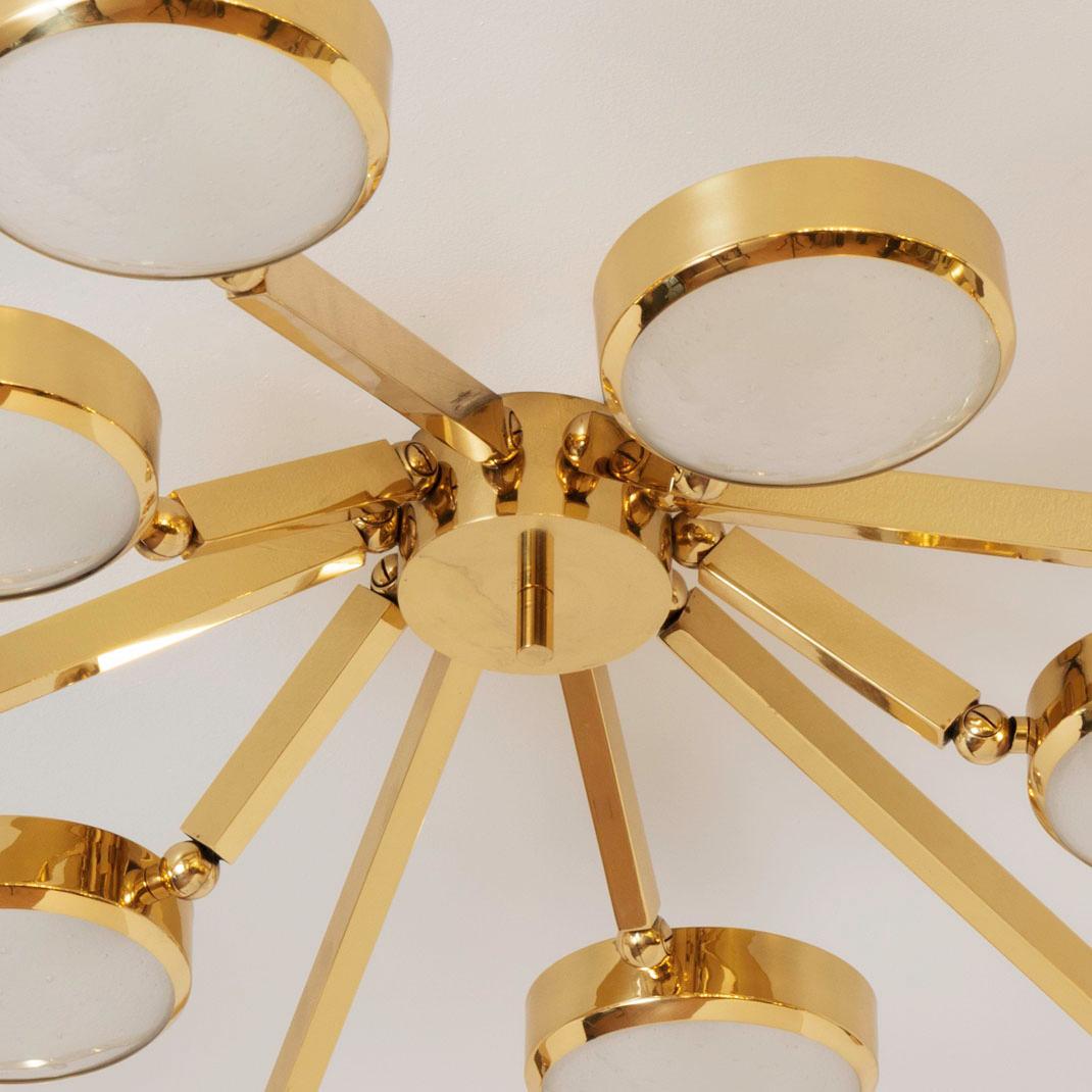 Oculus Ceiling Light by Gaspare Asaro-Murano Glass and Polished Brass Finish For Sale 1