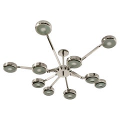 Oculus Articulating Ceiling Light by Gaspare Asaro-Polished Nickel Carved Glass 