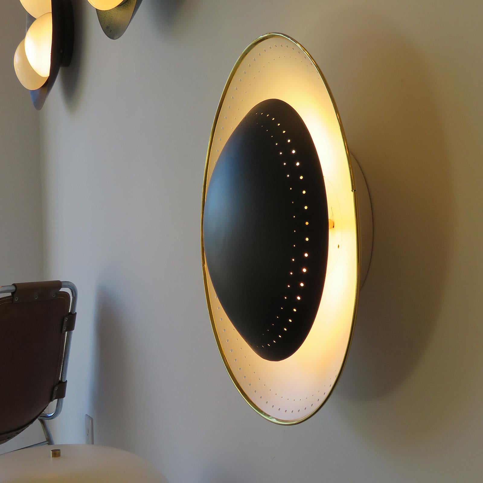 Brass Oculus Black Wall Light by Gallery L7 For Sale