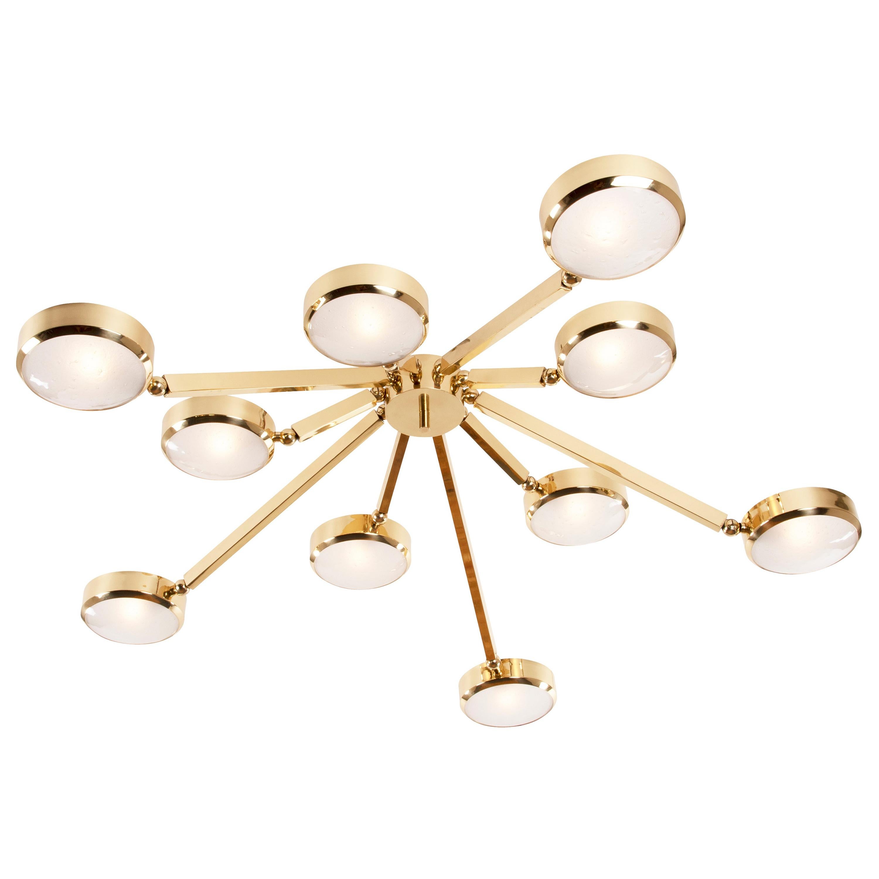 Italian Oculus Ceiling Light by Gaspare Asaro-Murano Glass and Bronze Finish For Sale
