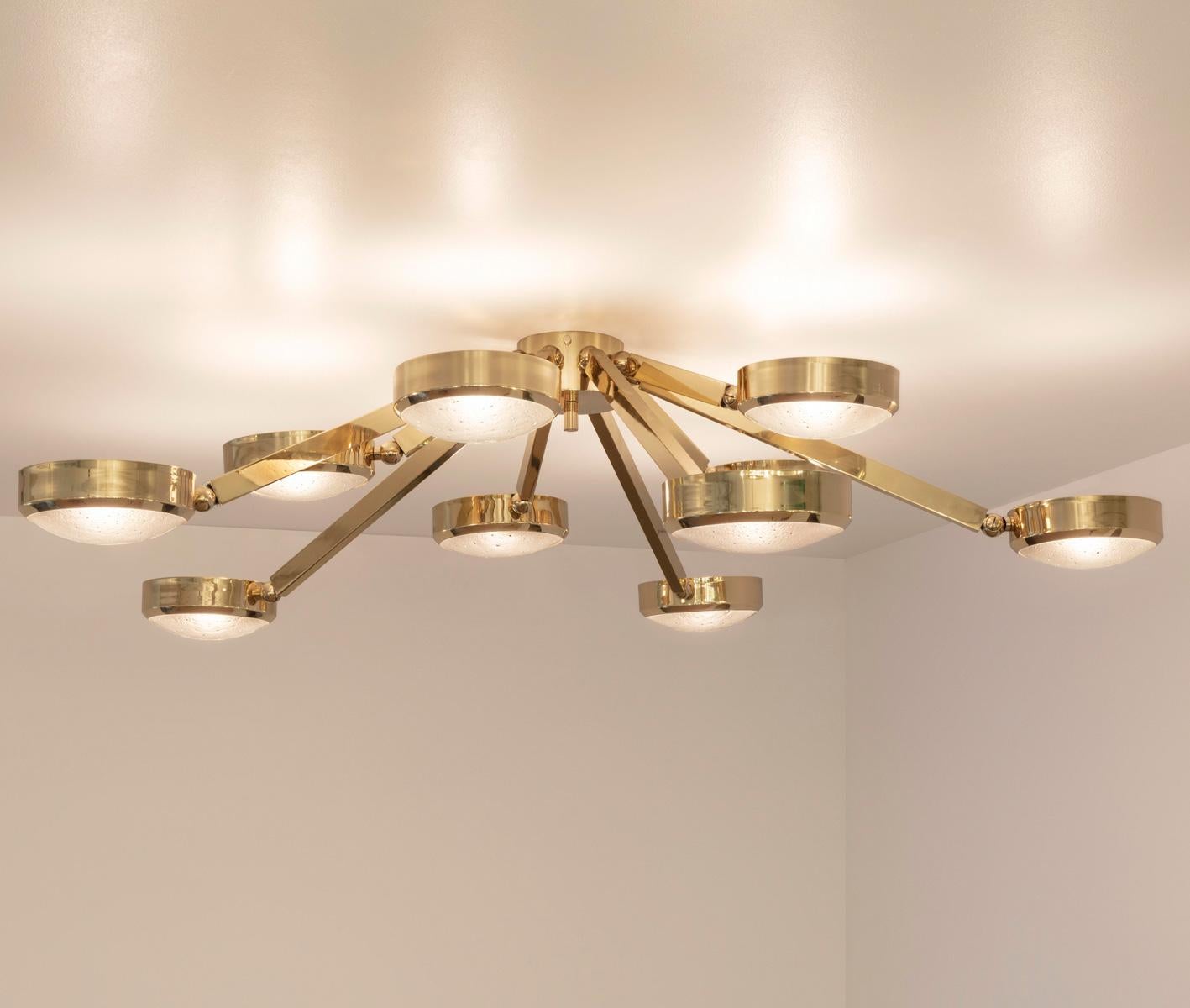 Brass Oculus Ceiling Light by Gaspare Asaro-Murano Glass and Bronze Finish For Sale