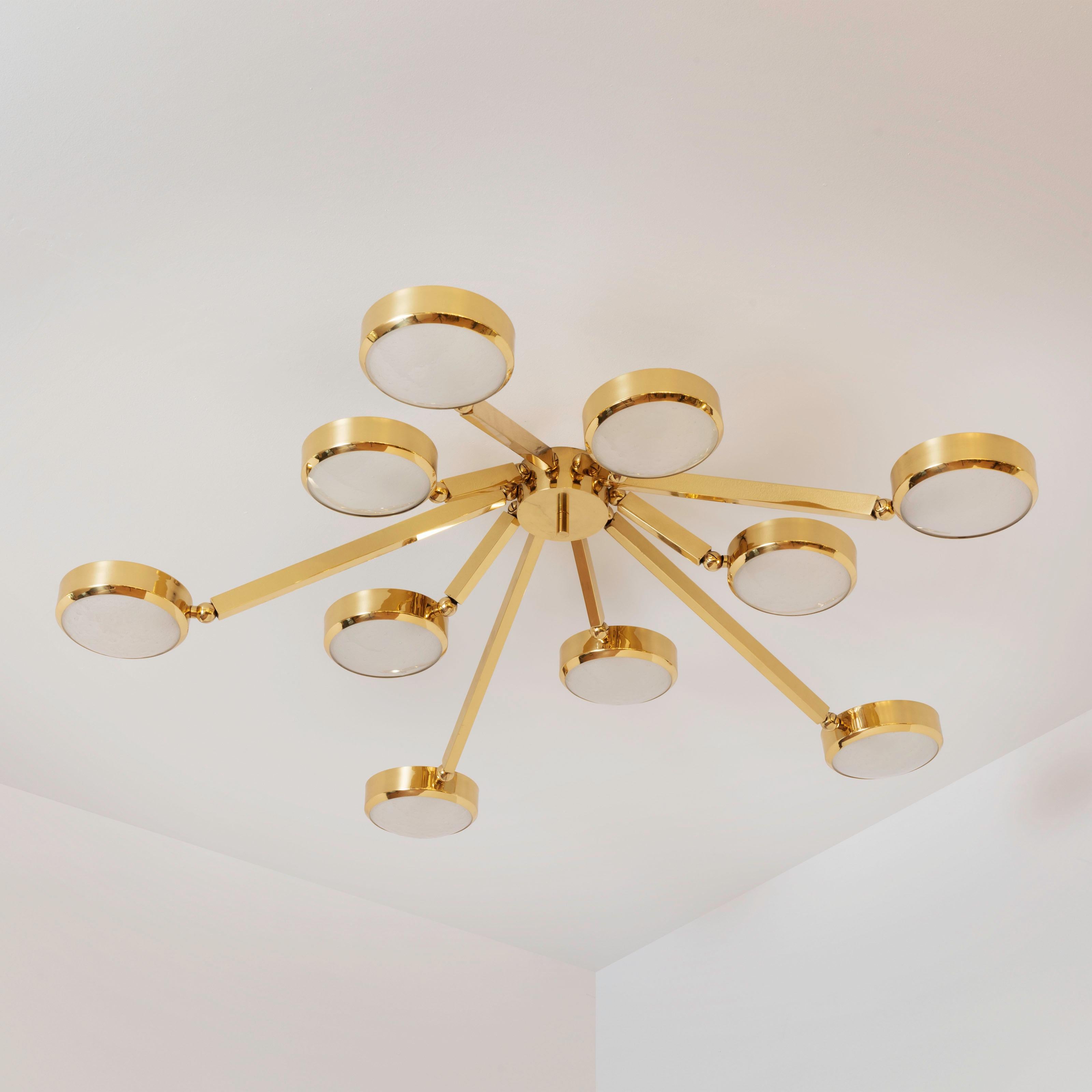 Brass Oculus Ceiling Light by Gaspare Asaro-Murano Glass and Bronze Finish For Sale