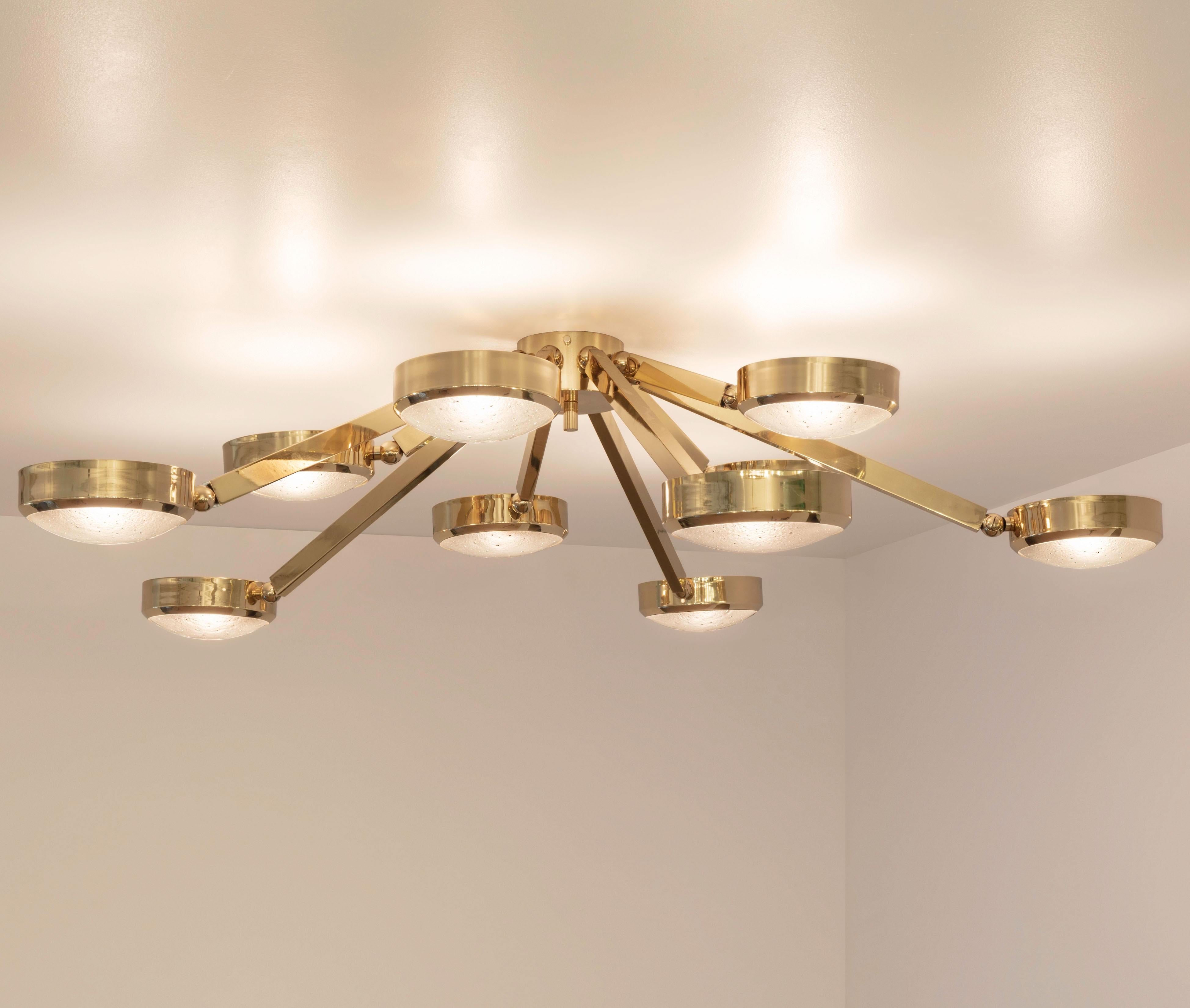Brass Oculus Ceiling Light by Gaspare Asaro-Murano Glass and Polished Nickel Finish For Sale