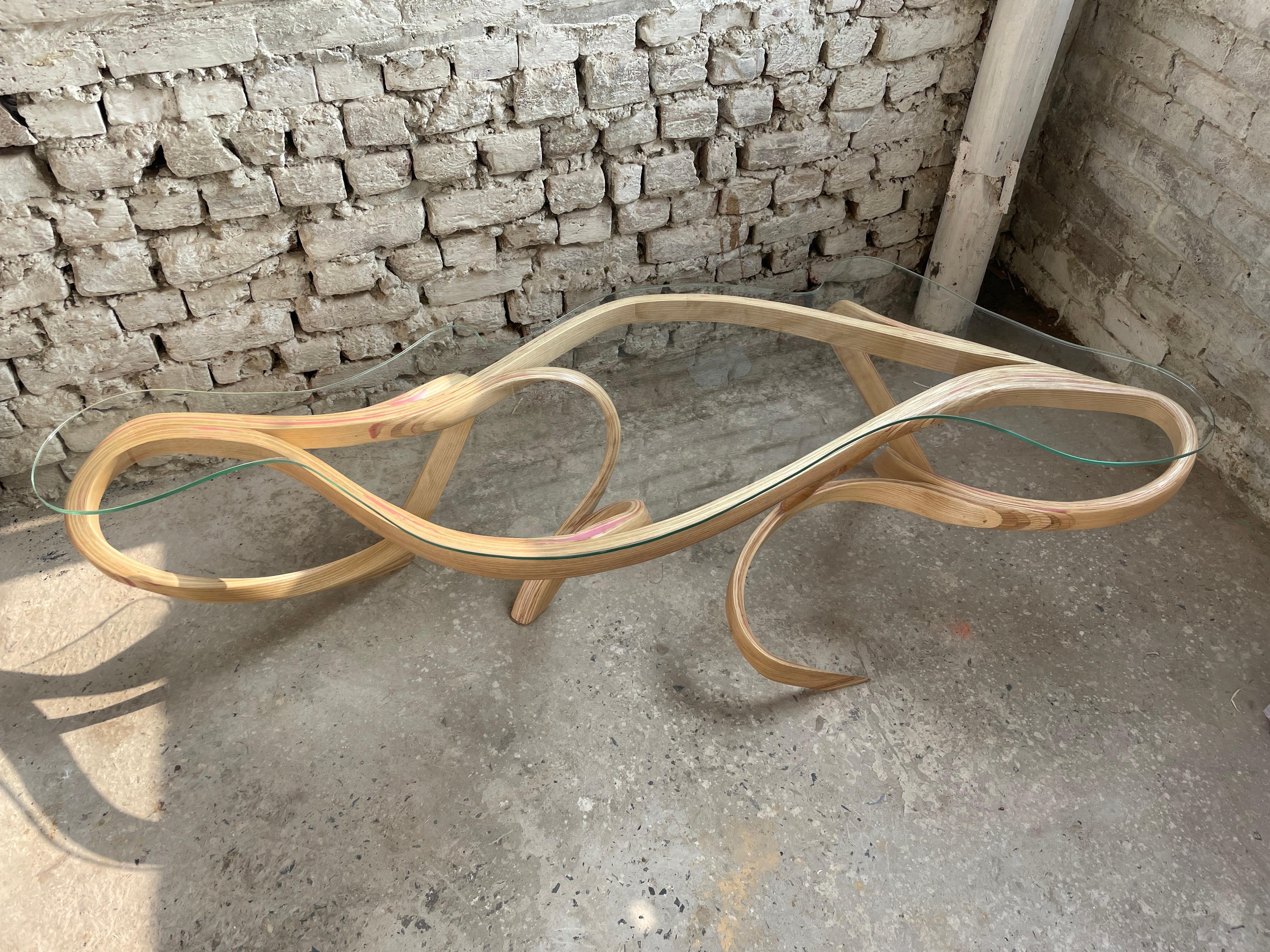 Contemporary Oculus Centre Table by Raka Studio, Bent Wood For Sale