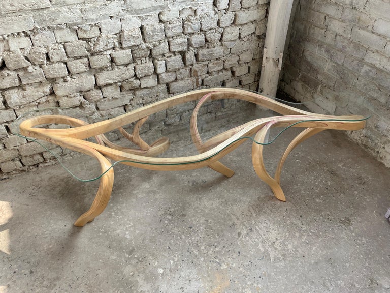 Contemporary Oculus Centre Table by Raka Studio, Bent Wood For Sale