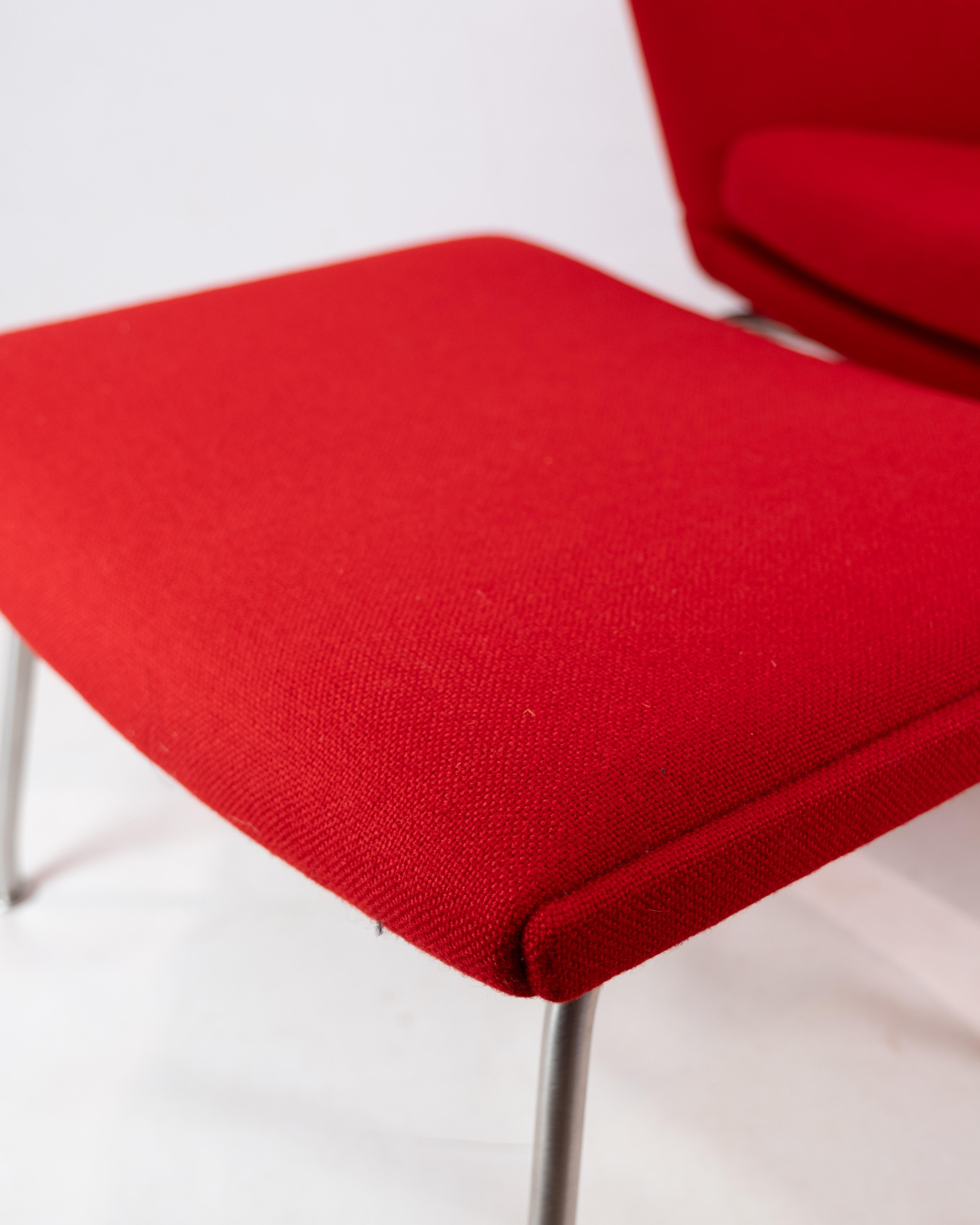 Oculus Chair in Red Hallingdal Fabric Designed By Hans J. Wegner  4