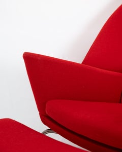 Oculus Chair in Red Hallingdal Fabric Designed By Hans J. Wegner