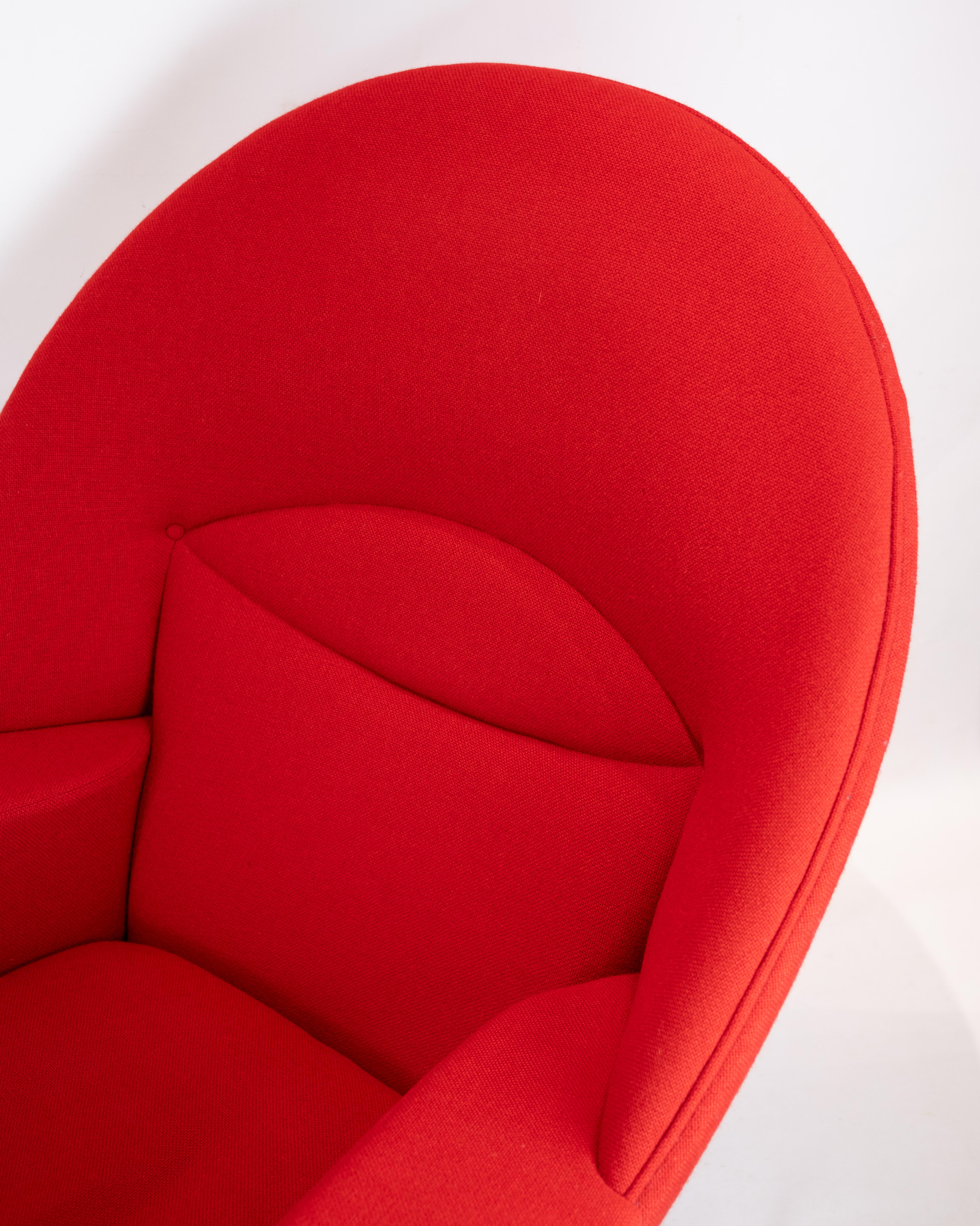 Danish Oculus Chair in Red Hallingdal Fabric Designed By Hans J. Wegner 