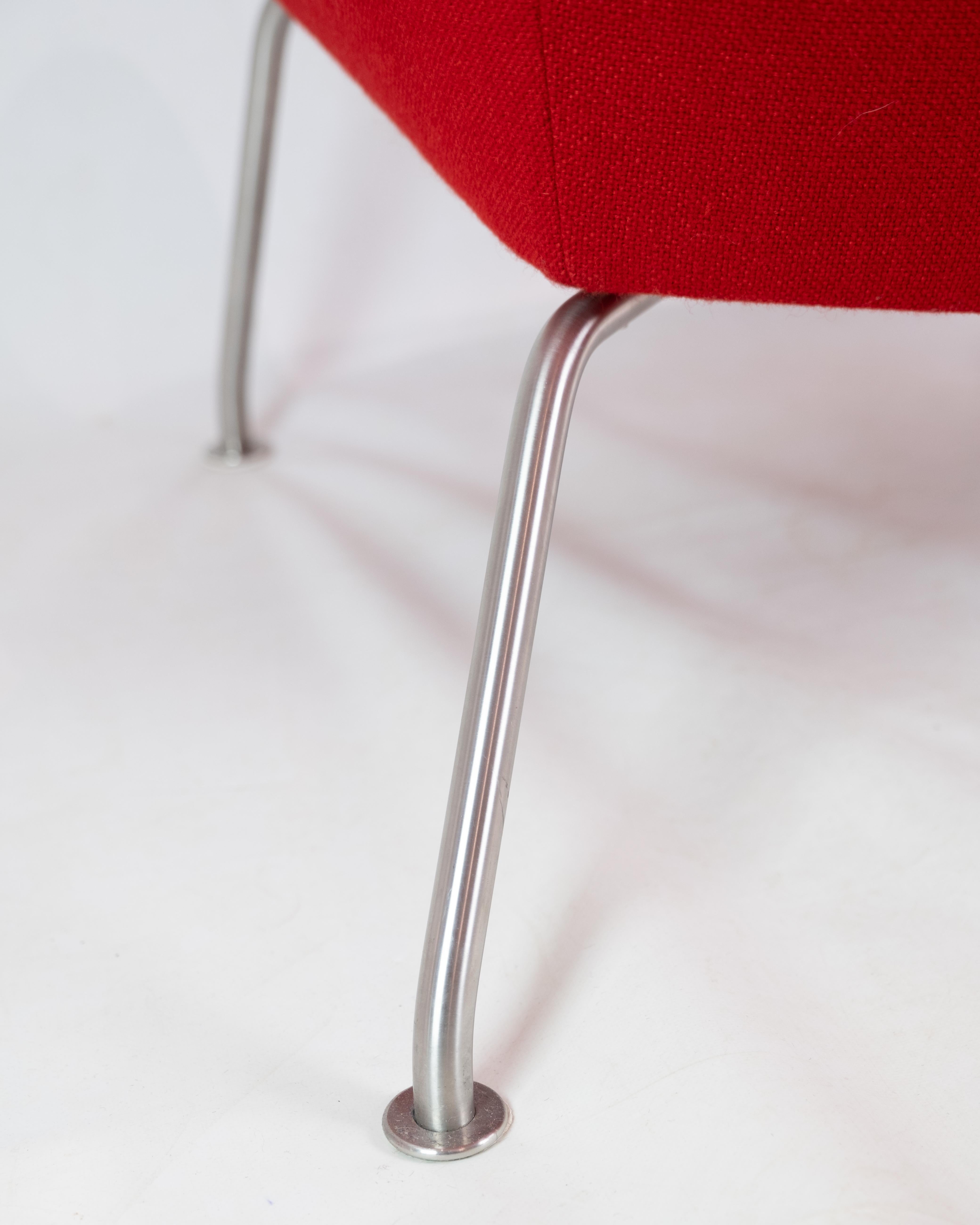 Oculus Chair in Red Hallingdal Fabric Designed By Hans J. Wegner  1