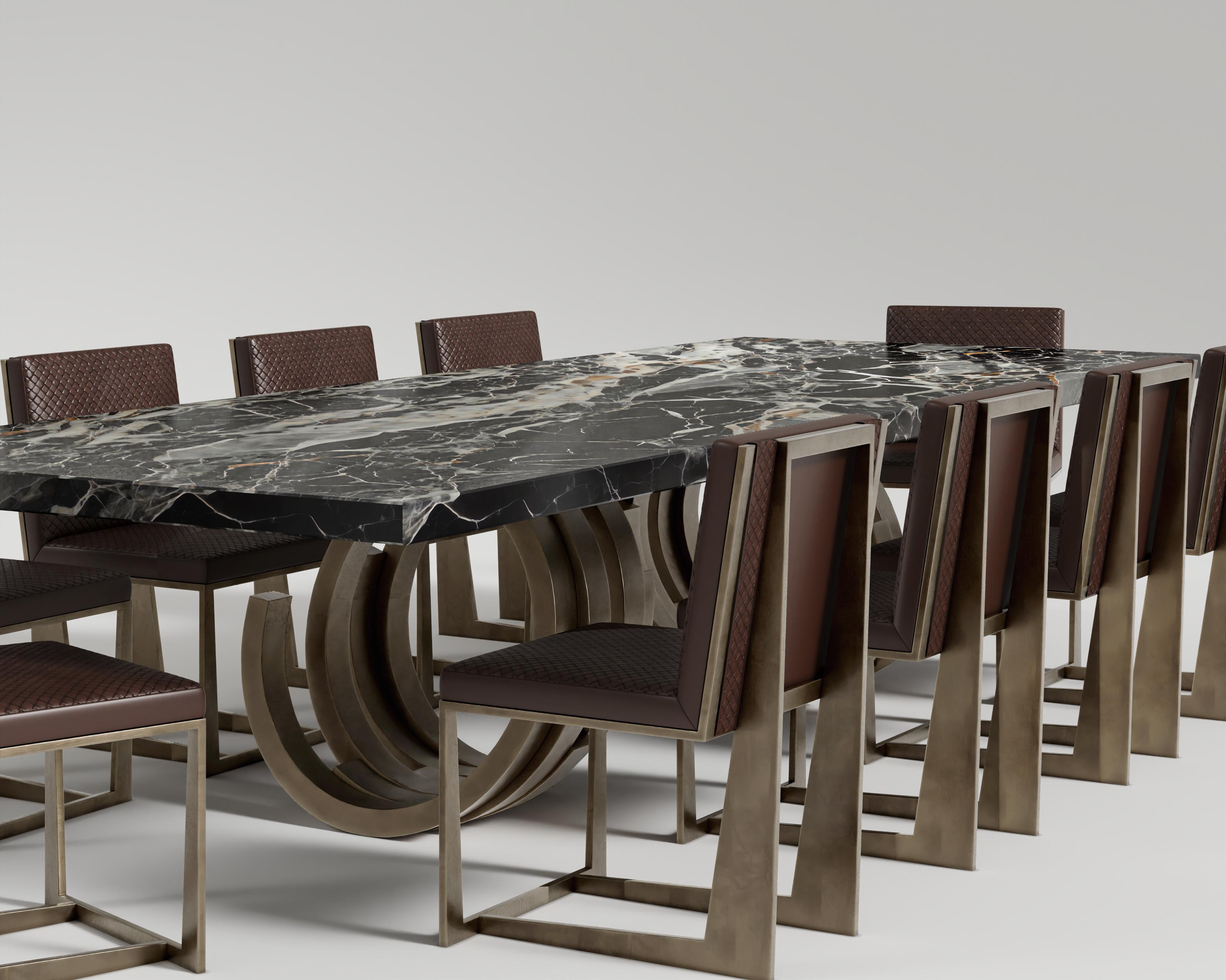 Turkish Oculus Dining Table & 10 Affilato Chairs Dining Room Set For Sale