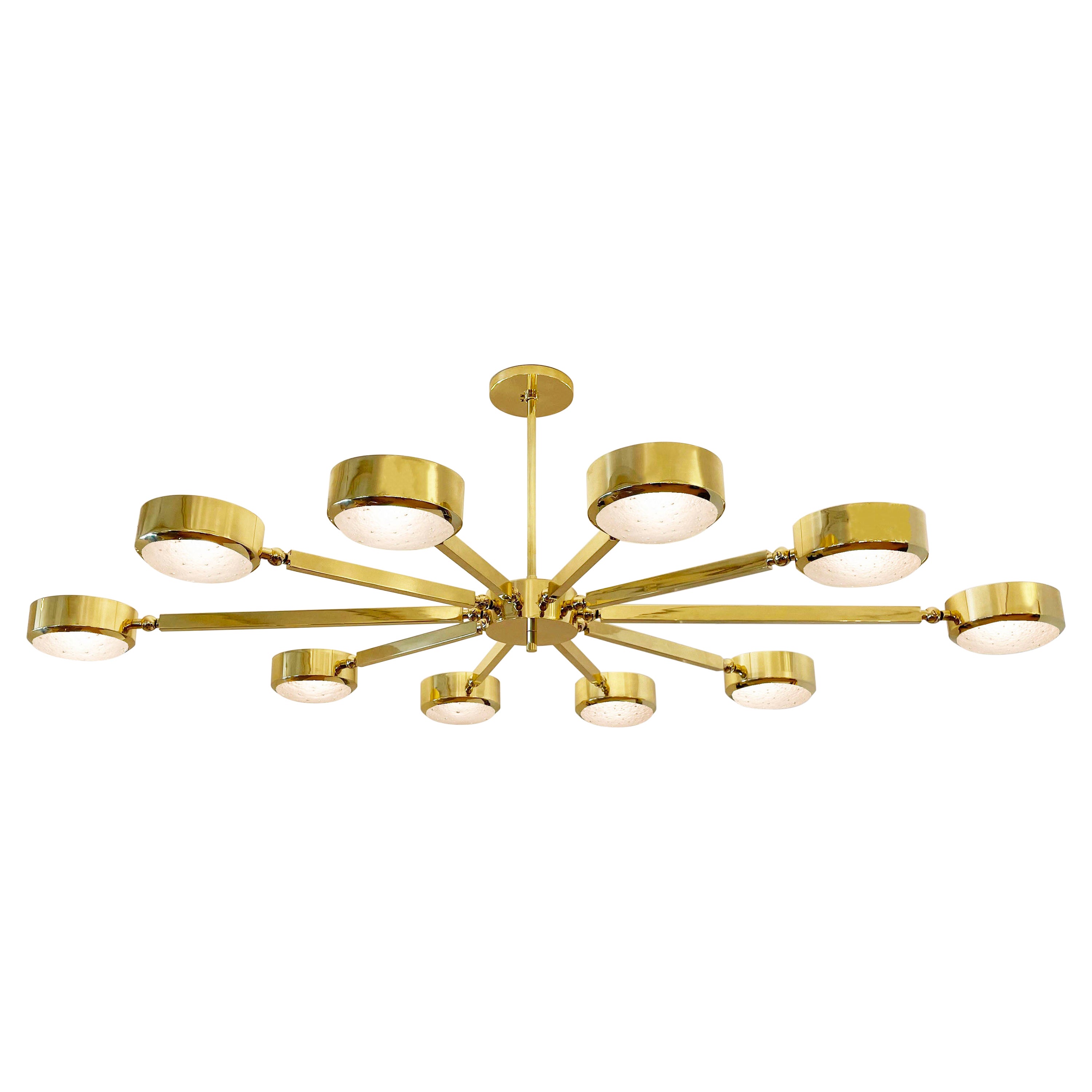 Ovale Deckenleuchte Oculus von Gaspare Asaro- Poliertes Messing mit Murano Glas