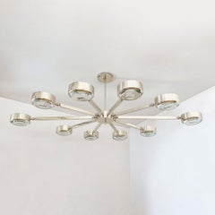 Oculus Oval Ceiling Light by Gaspare Asaro- Polished Nickel with Carved Glass