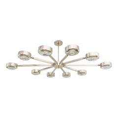 Plafonnier ovale Oculus par Gaspare Asaro, nickel poli avec verre sculpté