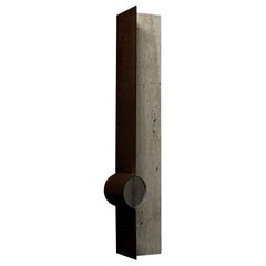 Oculus X Floor Lamp in Oxidized Iron & Travertine by D´ARK Atelier