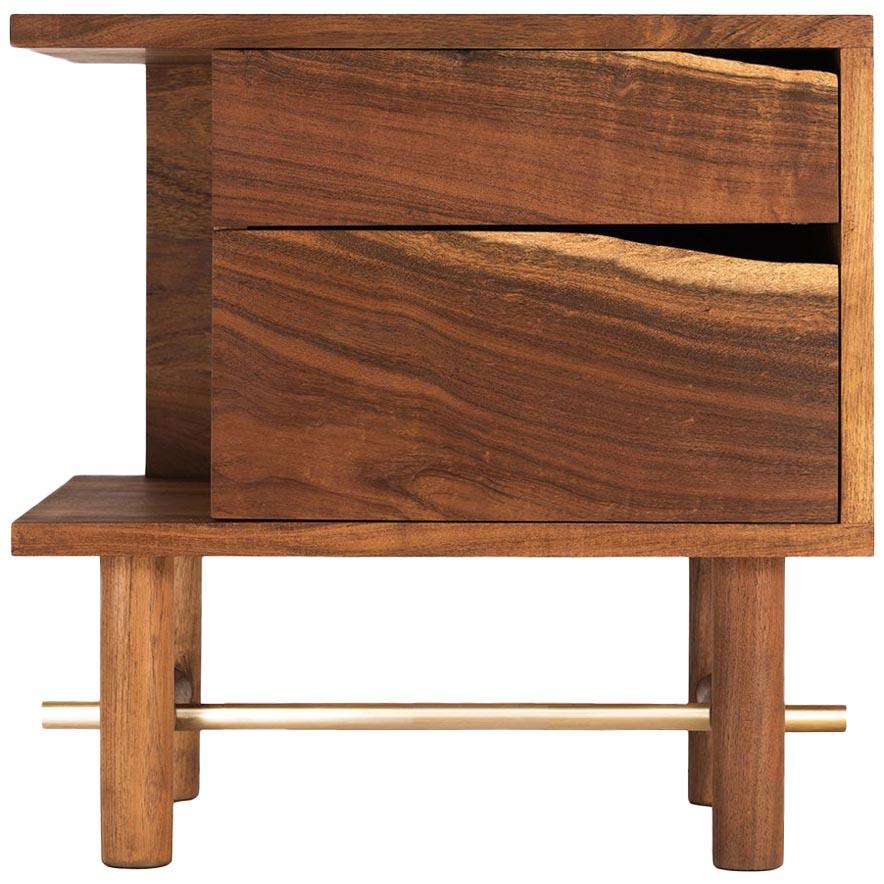 Ocum Nightstand, Contemporary Mexican Design, Caribbean Walnut Tropical Wood For Sale