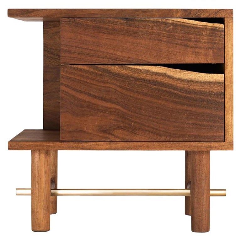Ocum Nightstand, Mexican Contemporary Design, Caribbean Walnut Tropical Wood For Sale