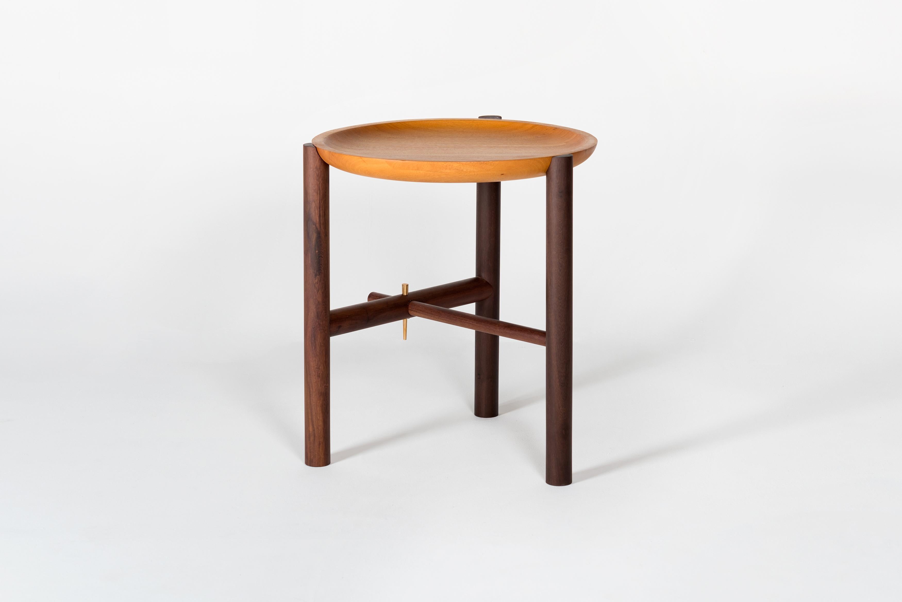 Woodwork Contemporary Side Table in Natural Solid Wood by Ania Wolowska For Sale