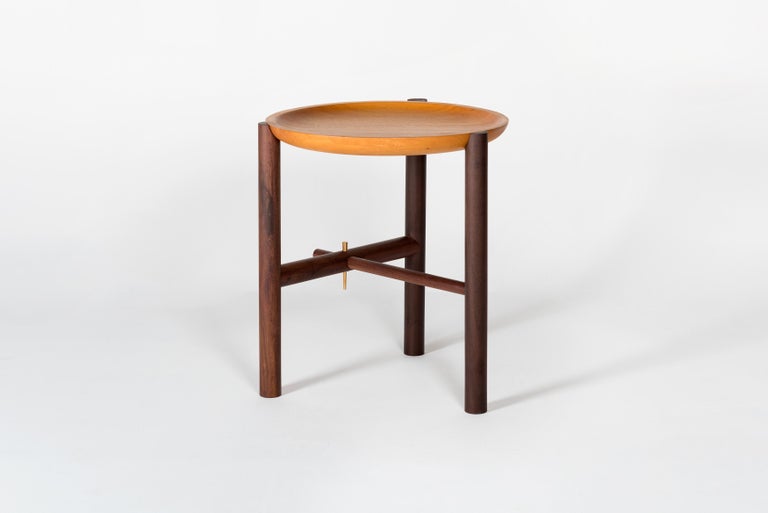 Contemporary Side Table in Natural Solid Wood by Ania Wolowska For 