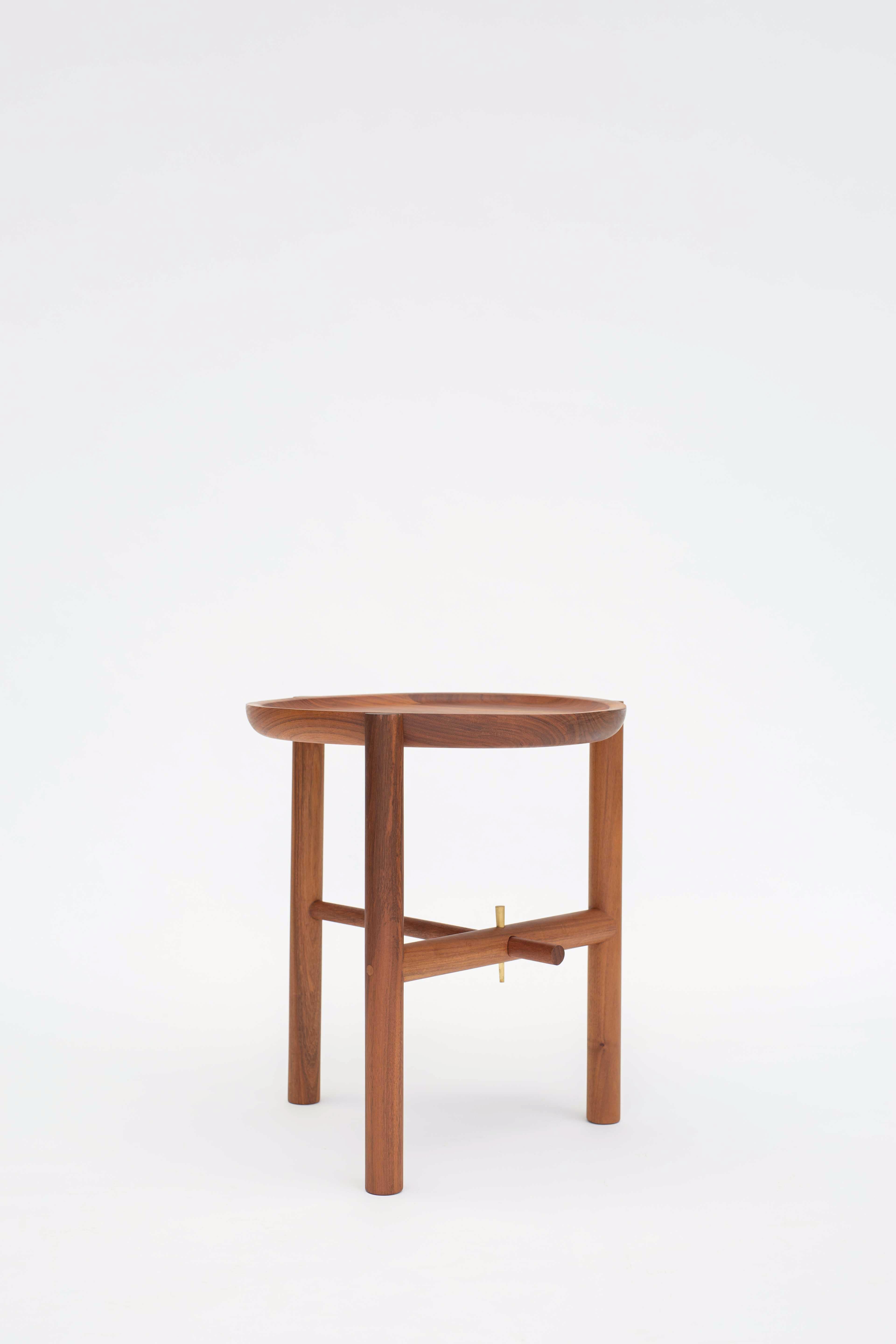 Contemporary Side Table in Natural Solid Wood by Ania Wolowska For Sale 2