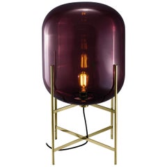 Oda Floor Lamp, European, Minimalist, Aubergine, Brass Base, German, Lamp