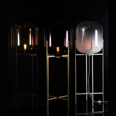 Oda Floor Lamp, European, Minimalist, Aubergine, Brass Base, German, Lamp