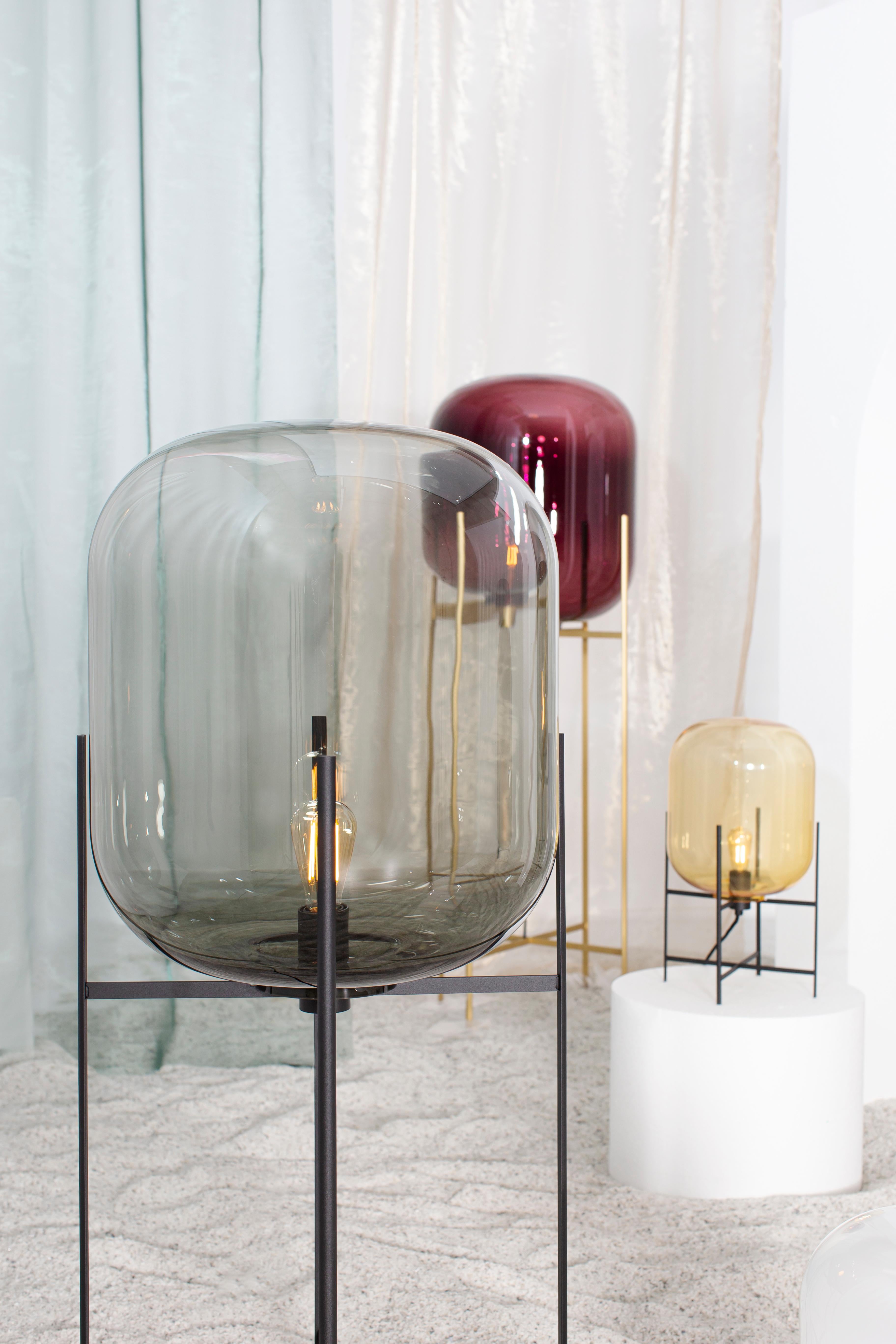 Post-Modern Oda in Between Aubergine Brass Floor Lamp by Pulpo